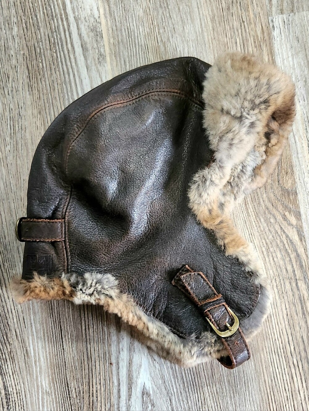 Crown Cap x Paul Leinburd Leather Rabbit Fur Aviator Trapper Hat L Brown Ushaka